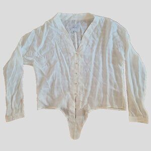 RAILS Shirt Blouse Cream Mona White Long Sleeve Button Up tie Womens petit Small